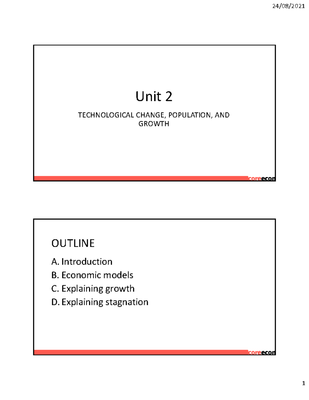 Unit 2 - Technological Change, Population, And Growth - 1 - L100 ...