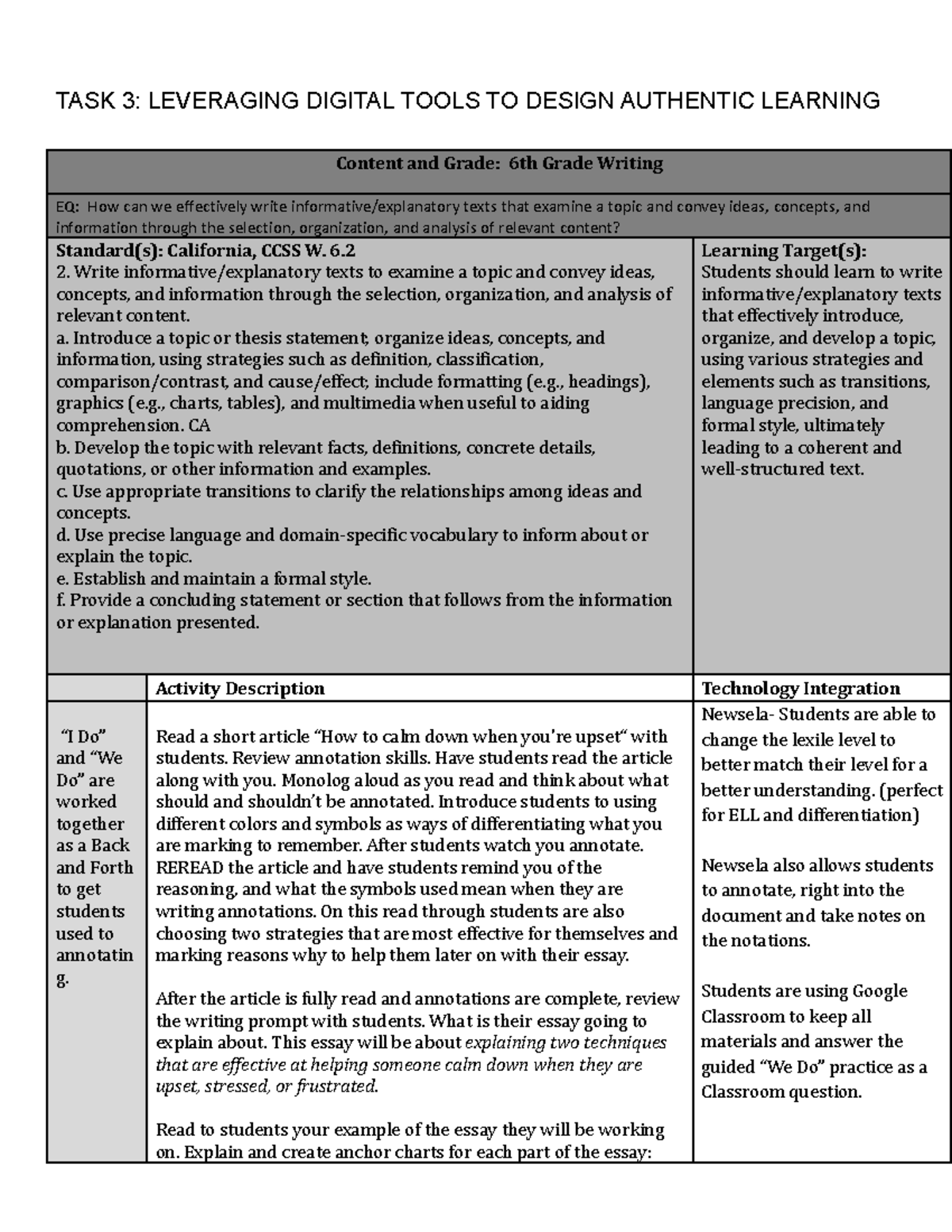 TASK 3 Leveraging Digital Tools TO Design Authentic Learning TASK 3