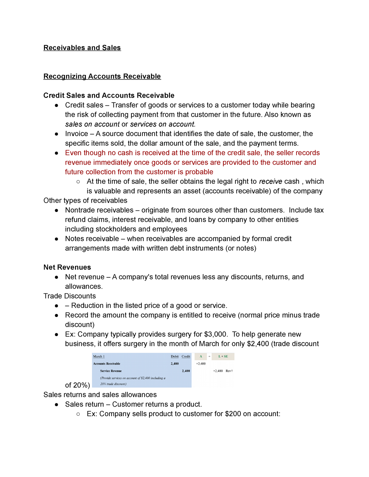 Ch 5 Receivables and Sales - Receivables and Sales Recognizing Accounts ...