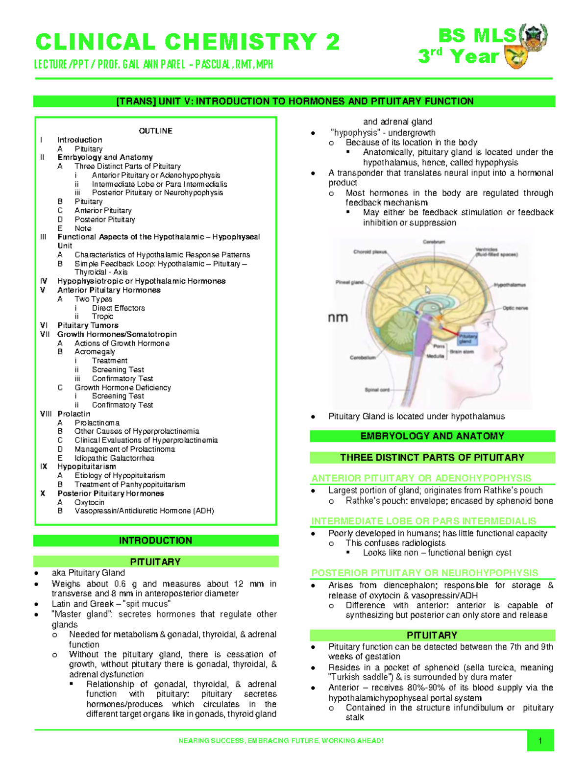 UNIT 5 Introduction to Hormones and Pituitary Function - CLINICAL ...