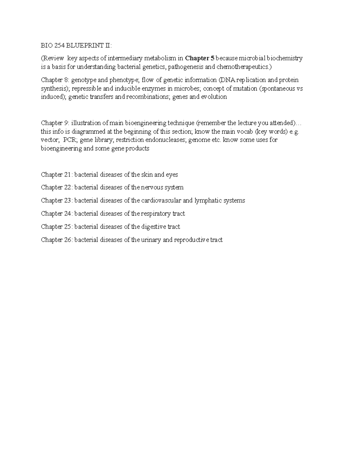 BIO 254 Blueprint II for micro biology - BIO 254 BLUEPRINT II: (Review ...