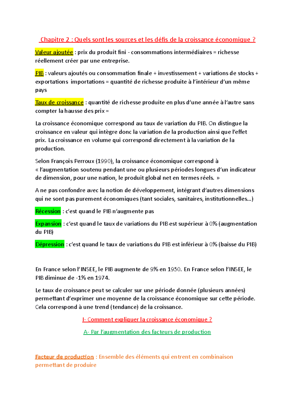 Croissance économique - Chapitre 2 : Quels sont les sources et les ...