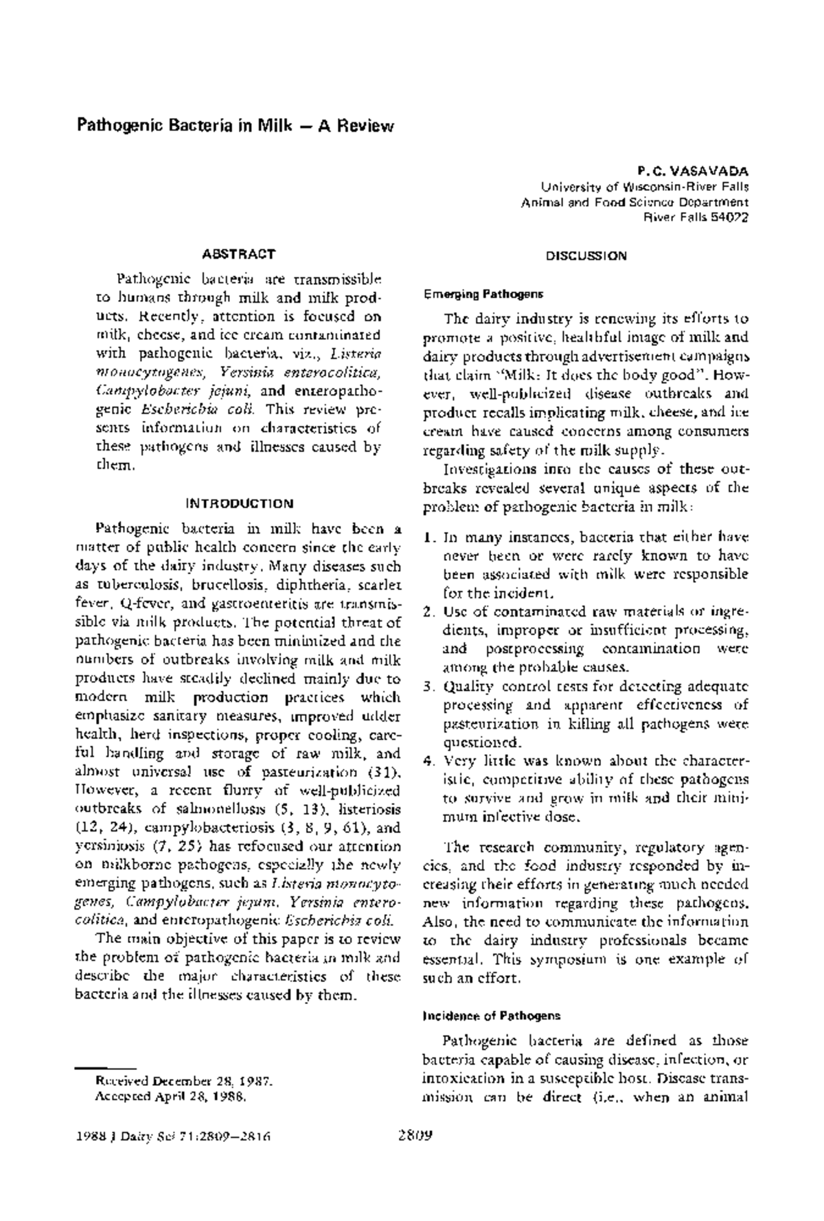 Vasavada 1988 Inactivation of Pseudomonas putida by Pulsed Elect