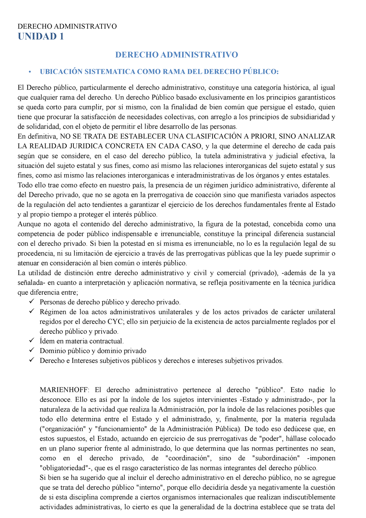 Unidad 1 Administrativo - DERECHO ADMINISTRATIVO UNIDAD 1 DERECHO ...