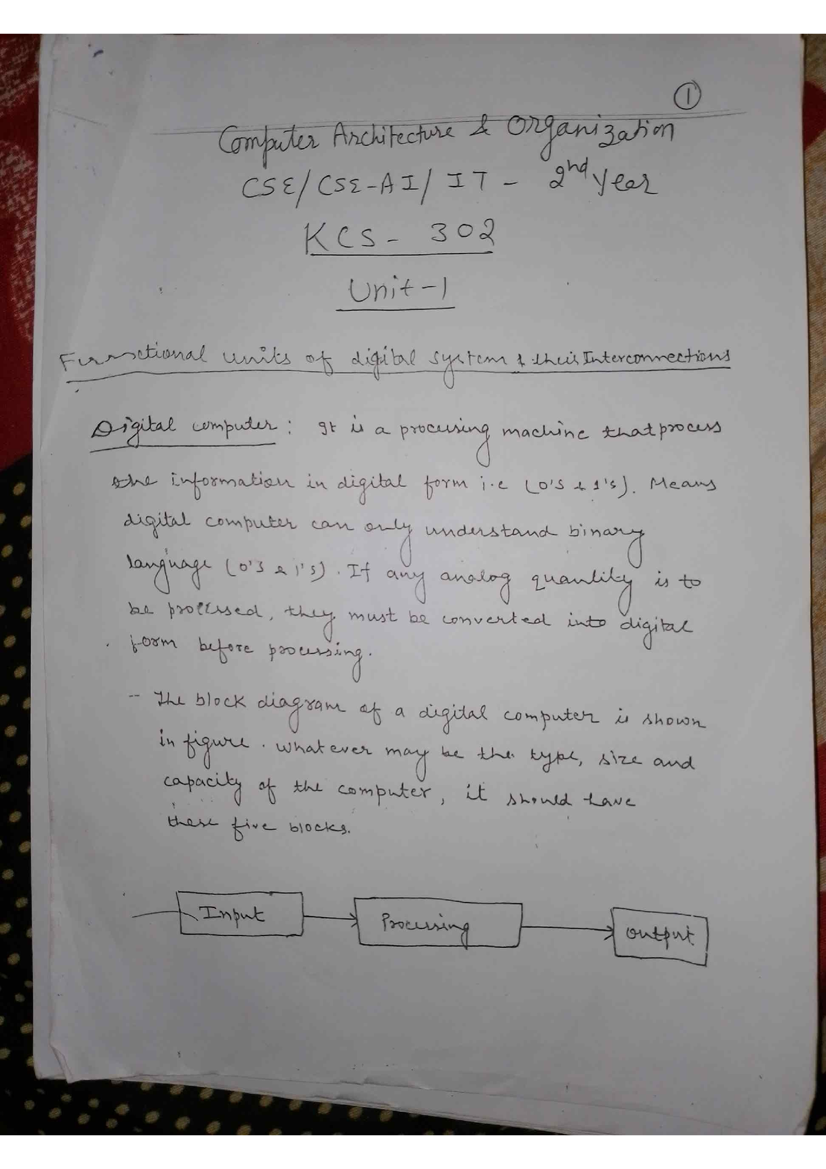 UNIT-1 COA Notes - B.tech - Studocu