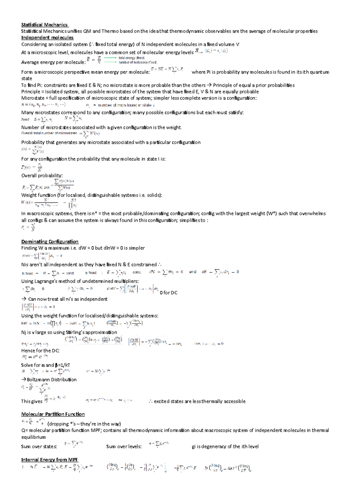 Statistical Mechanics - Statistical Mechanics Statistical Mechanics ...