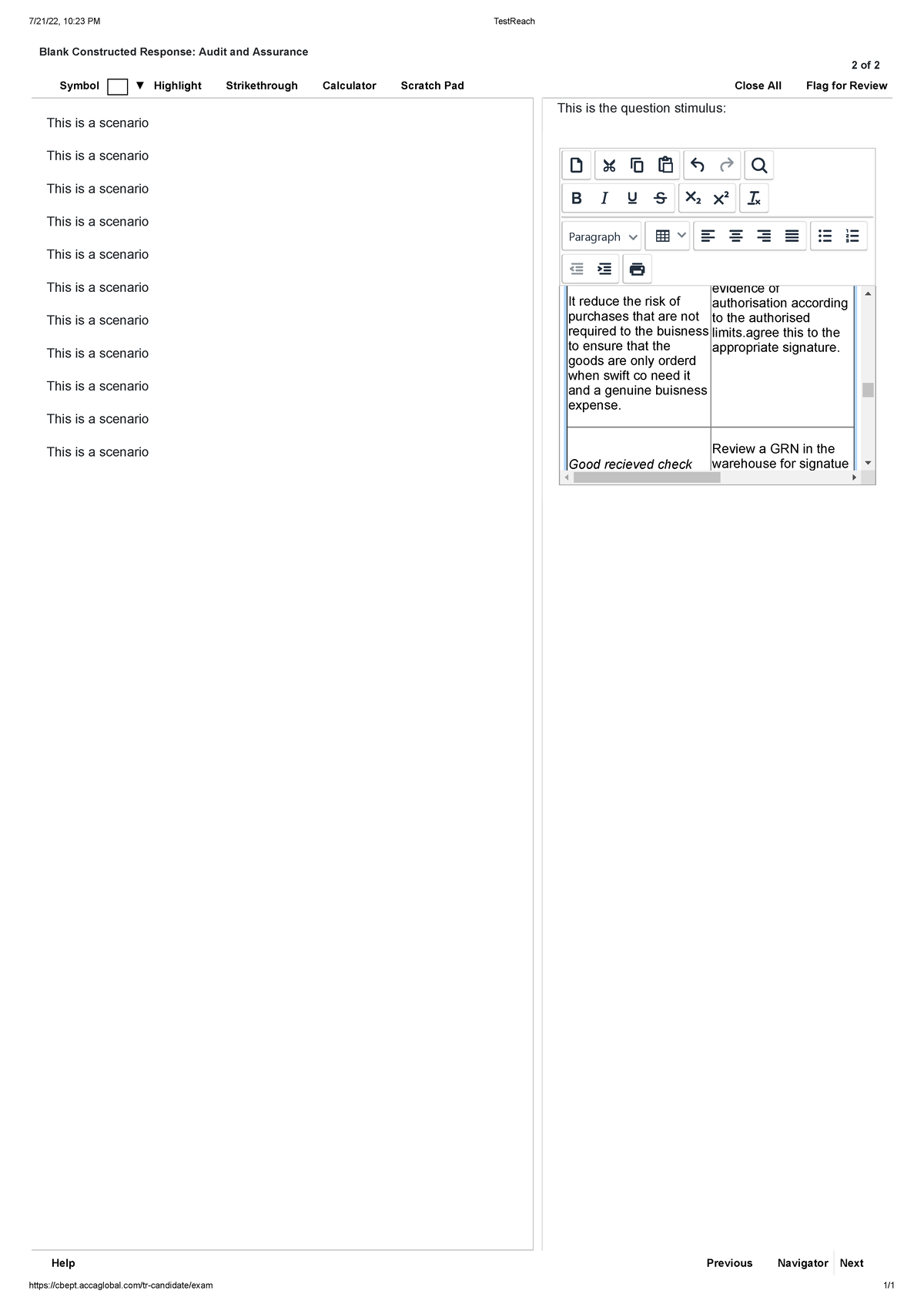 Test Reach 334 - Dec - 7/21/22, 10:23 PM TestReach cbept.accaglobal/tr ...