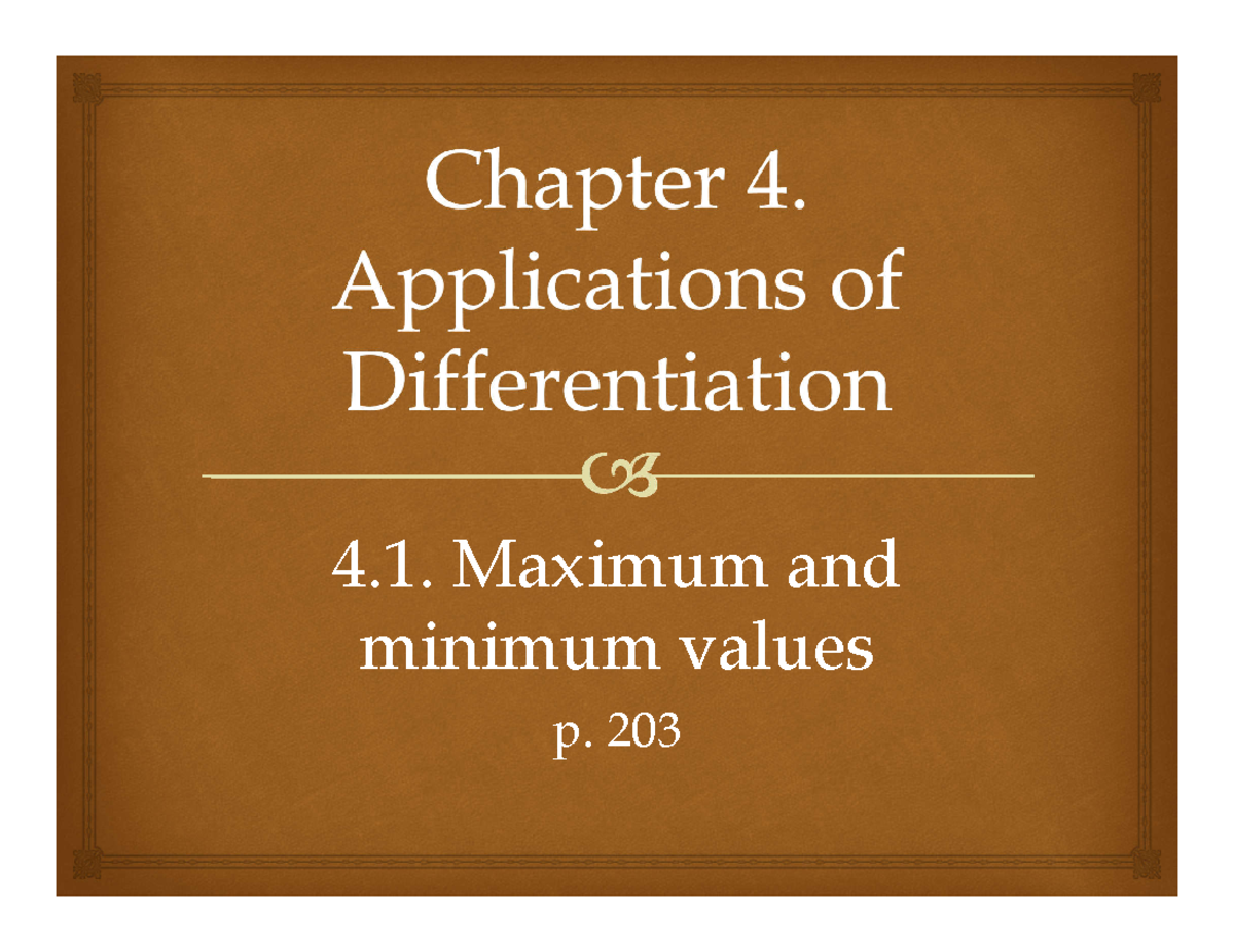 4.1. Applications of differentiation - 4. Maximum and minimum values p ...