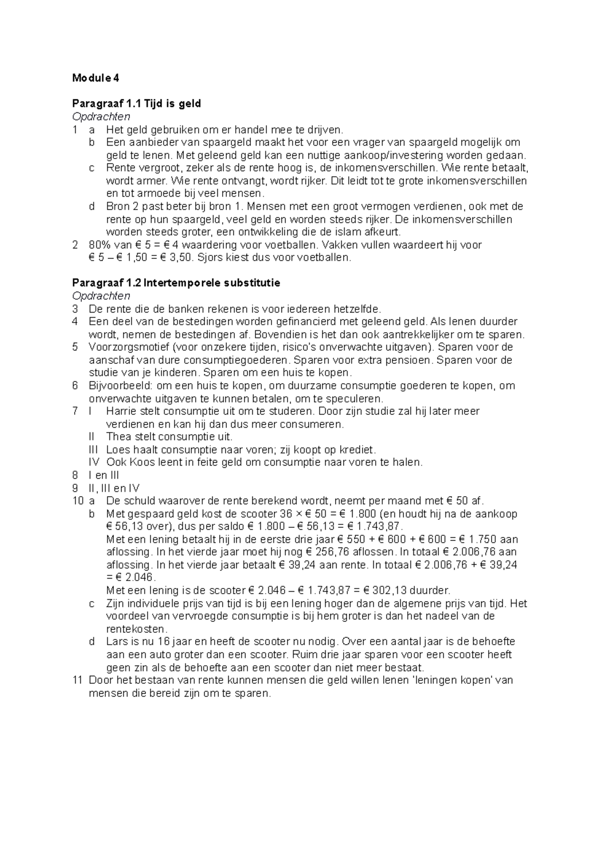 Antwoorden Huiswerk Module 4 4 Havo - Economie - HvA - Studeersnel