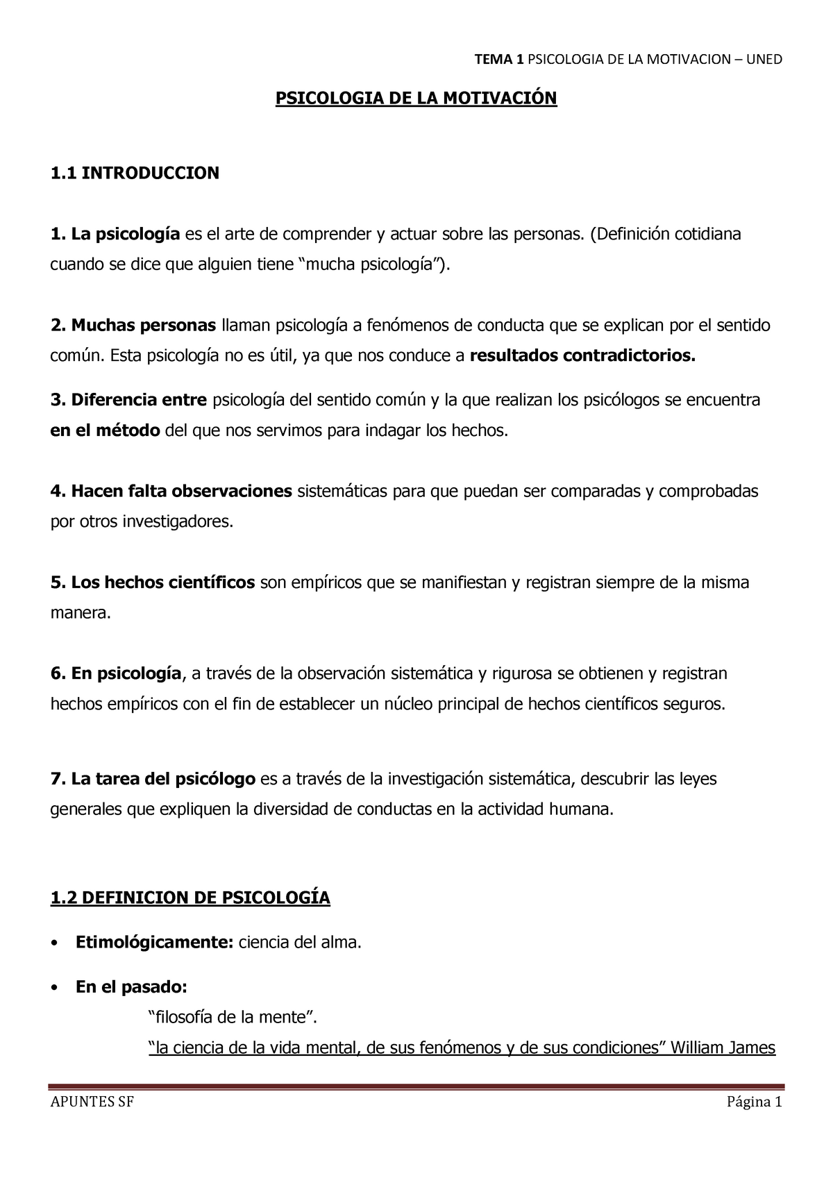 Tema 1 Lecture Notes 1 Psicologia De La MotivaciÓn 1 Introduccion La Psicología Es El Arte 9169