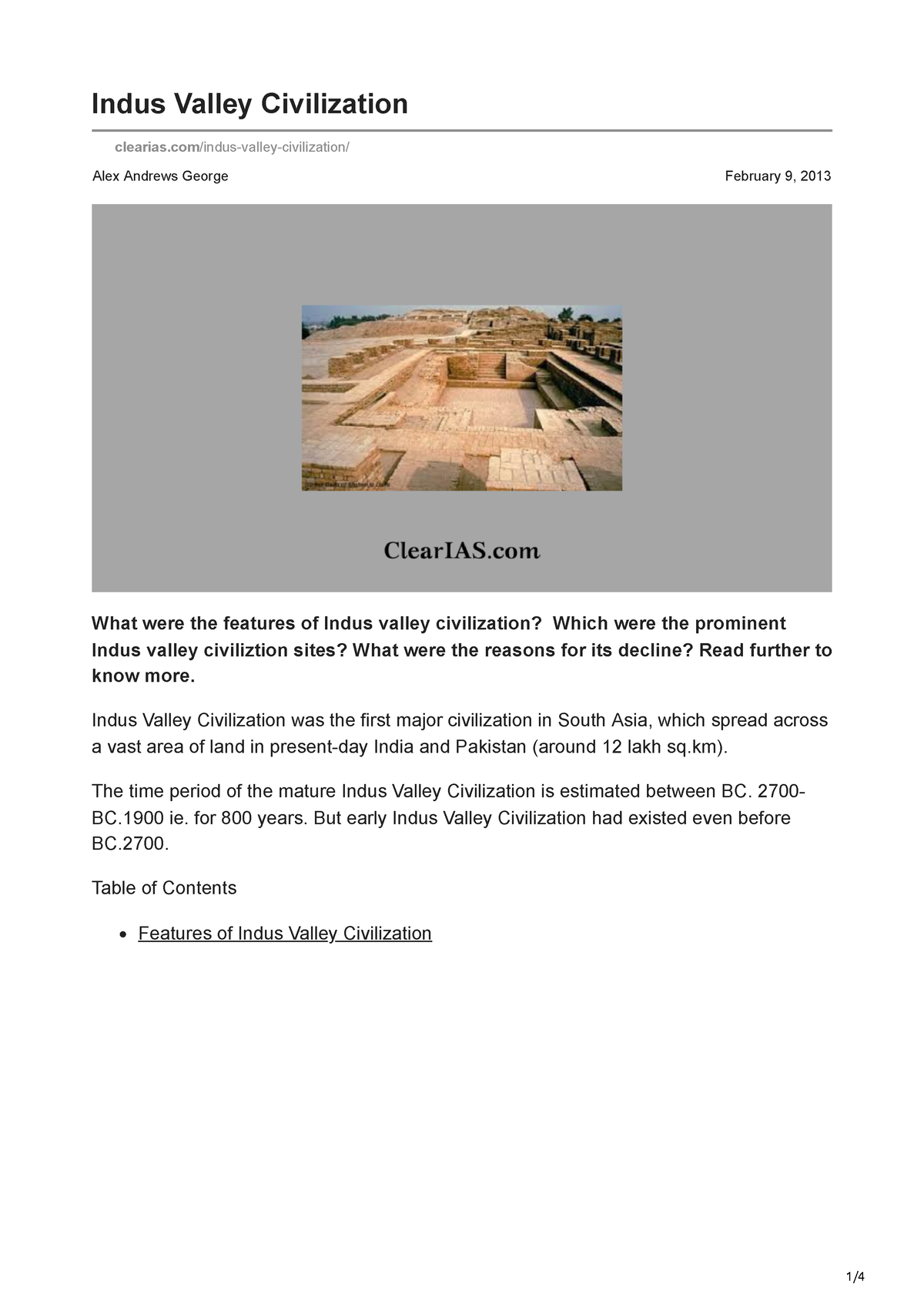 Indus Valley Civilization - Indus Valley Civilization Was The First ...