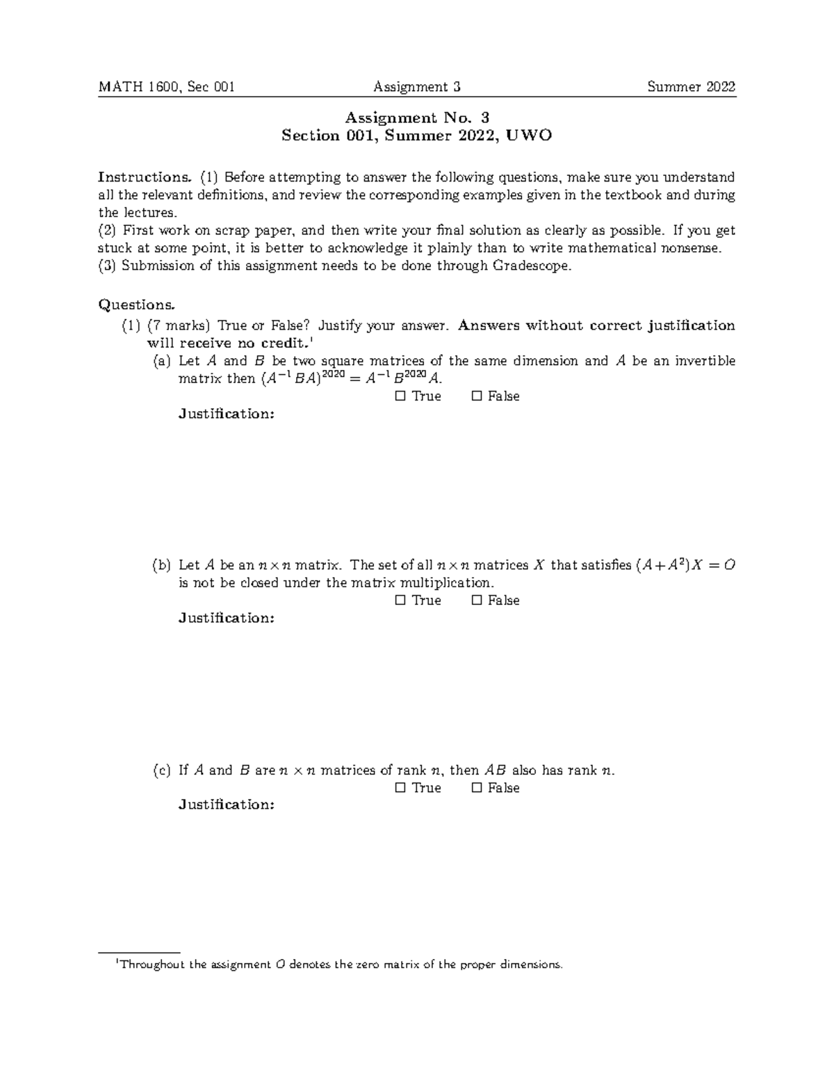 Assignmnet 3-MATH1600-2022 - Assignment No. 3 Section 001, Summer 2022 ...
