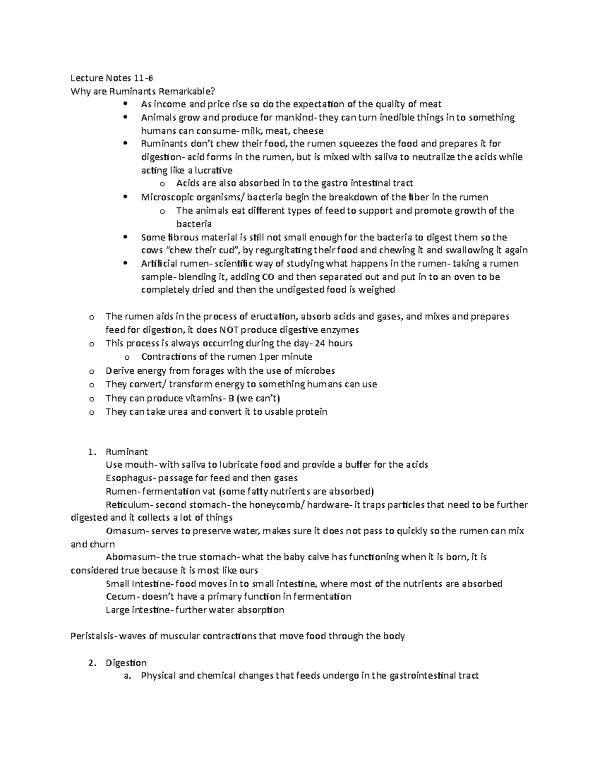 Lecture Notes 11-6 - Ruminants - Lecture Notes Why are Ruminants ...