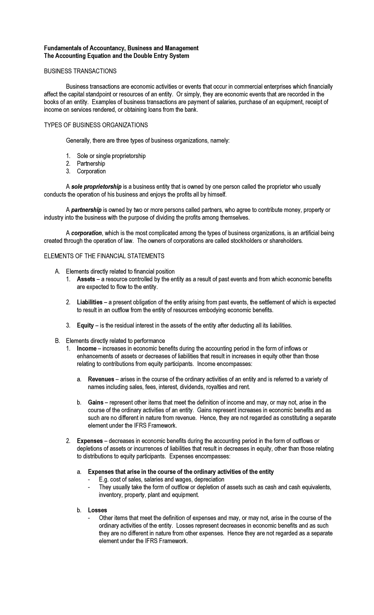 02 The accounting equation - Fundamentals of Accountancy, Business and ...