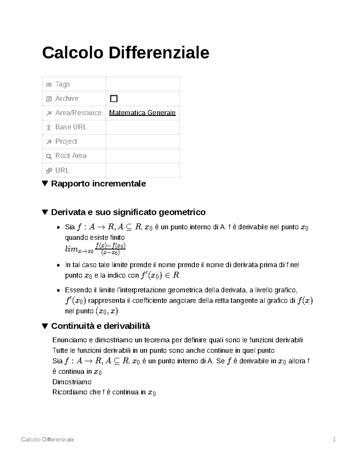 Calcolo differenziale Calcolo Differenziale Tags Archive Area