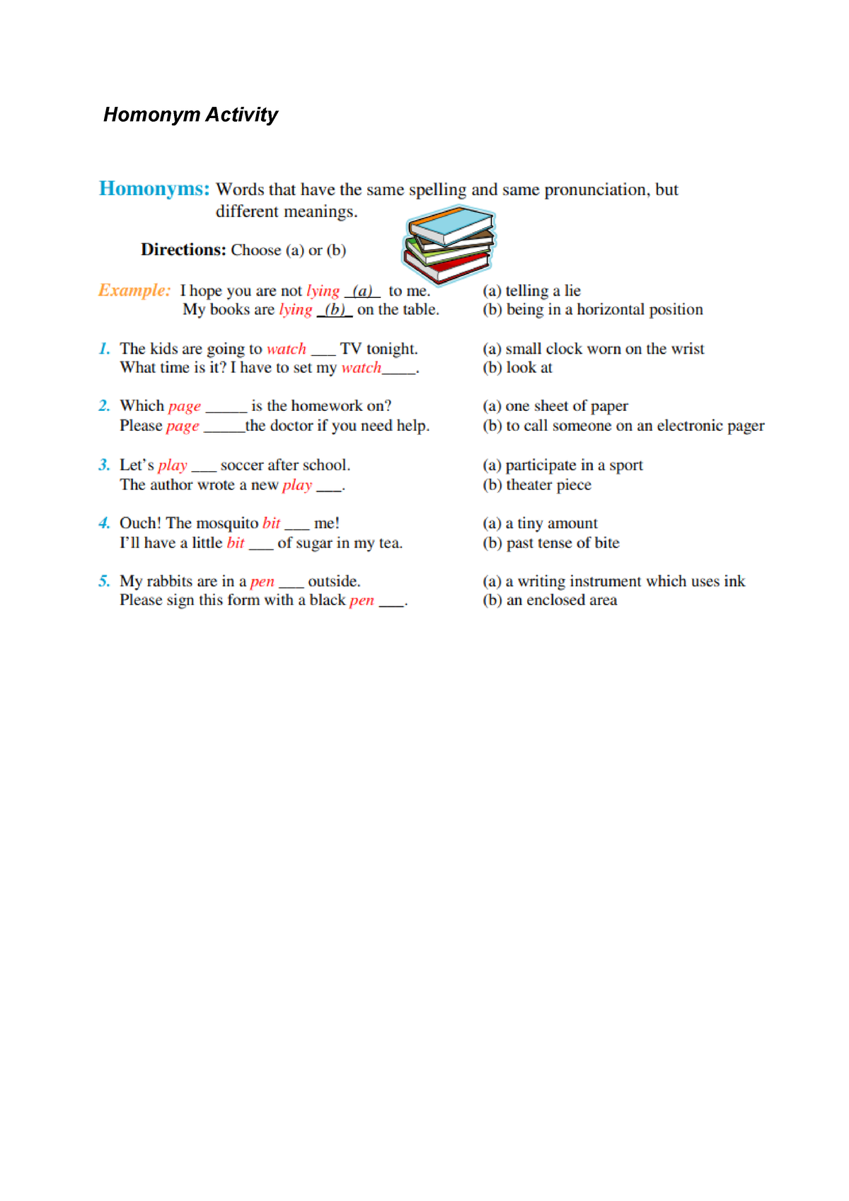 homonym activity - EDUC2230A - Homonym Activity - Studocu