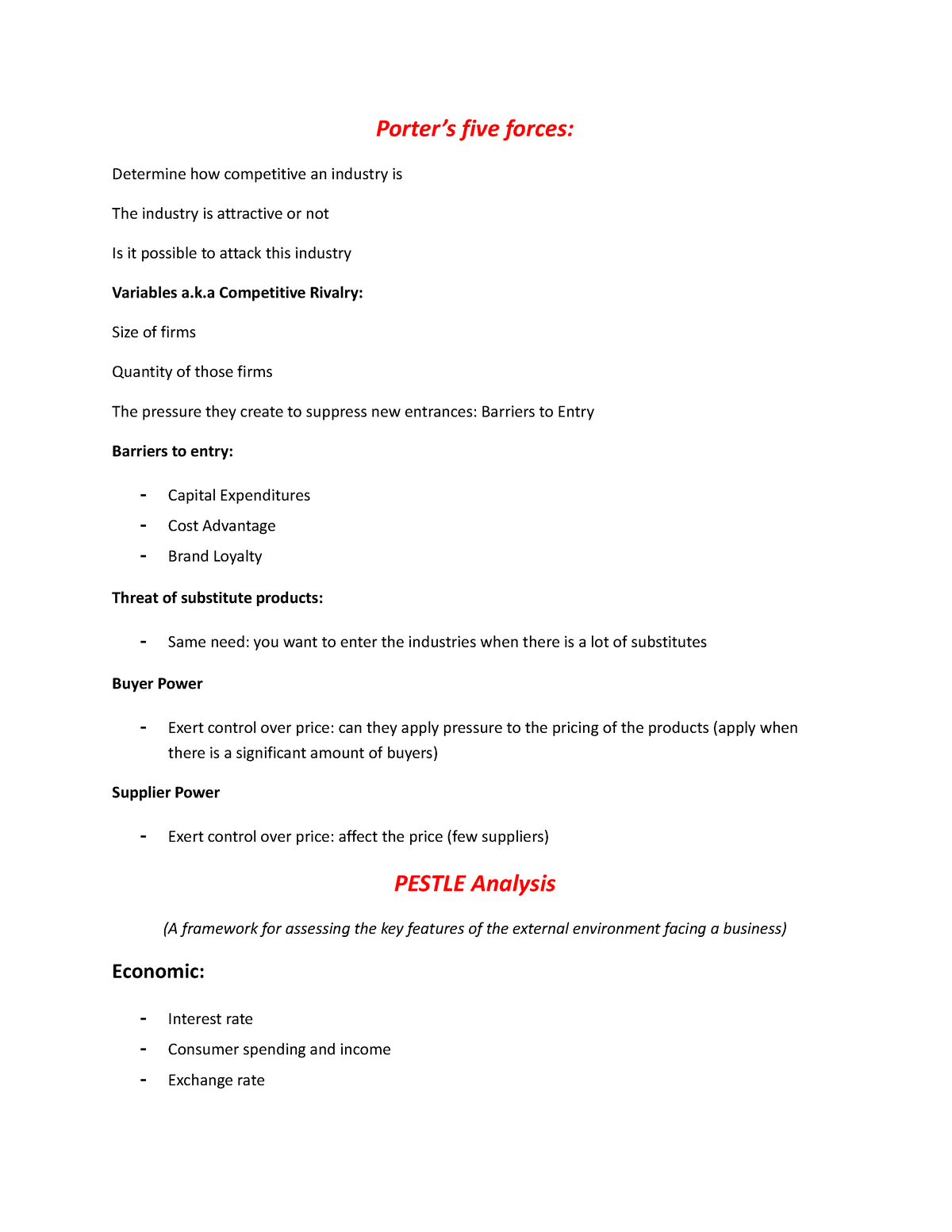 Strategy-Assignment 1 - Note And Brainstorm - Porter’s Five Forces ...