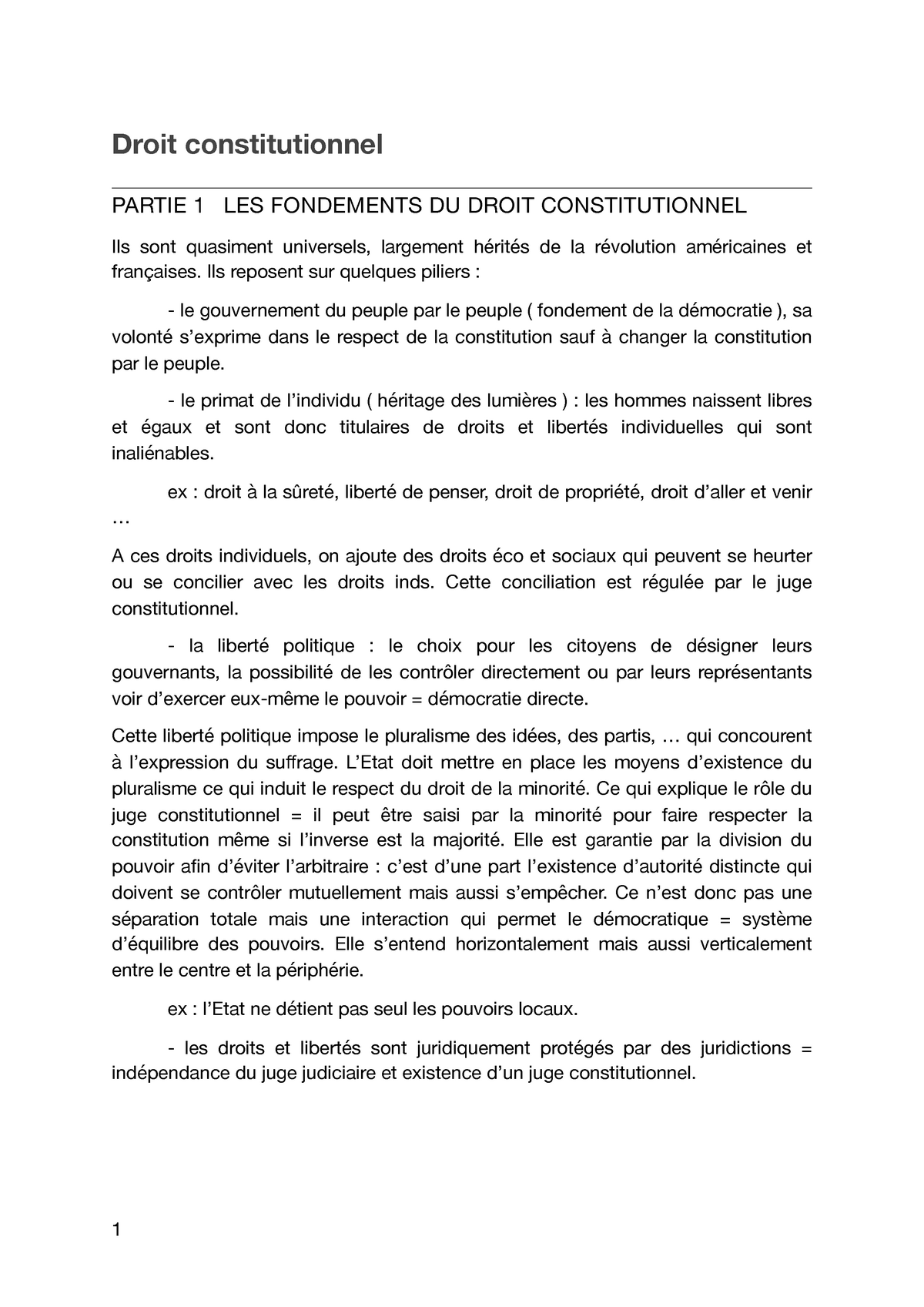 Droit Constitutionnel - Partie 1, Titre 1 - Droit Constitutionnel ...