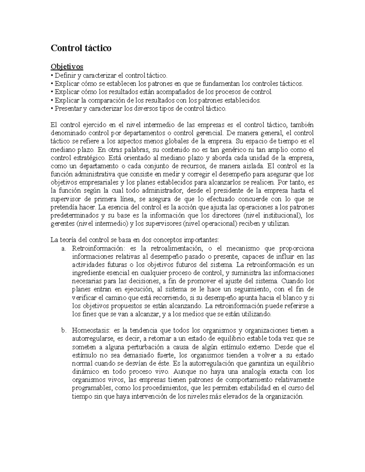 Control táctico - Boceto - Control táctico Objetivos Definir y ...