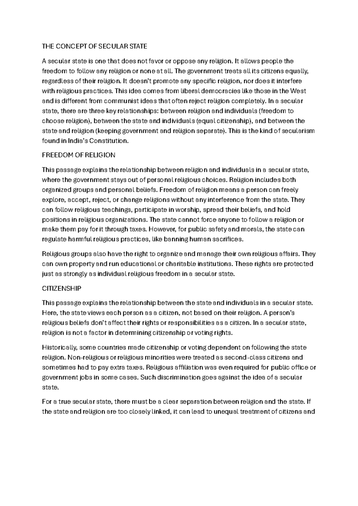 Document - India as a secular state by Smith de first part . - THE ...