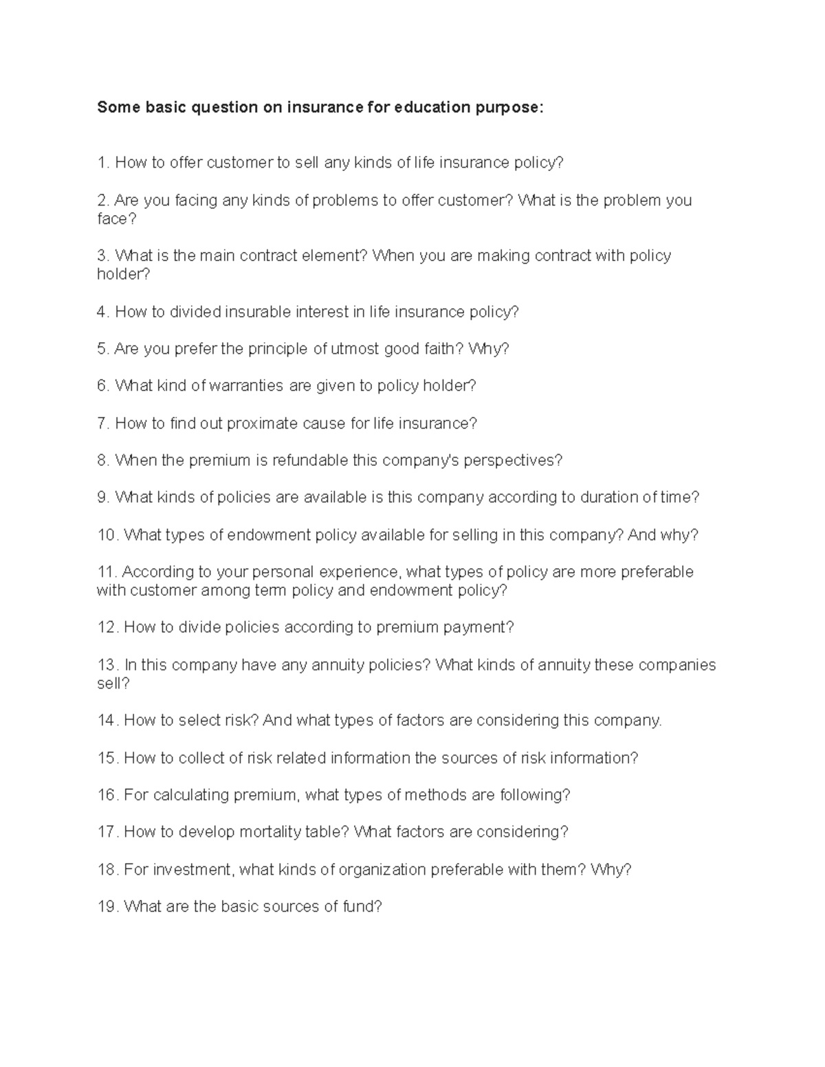 Insurance question - very important - Some basic question on insurance ...