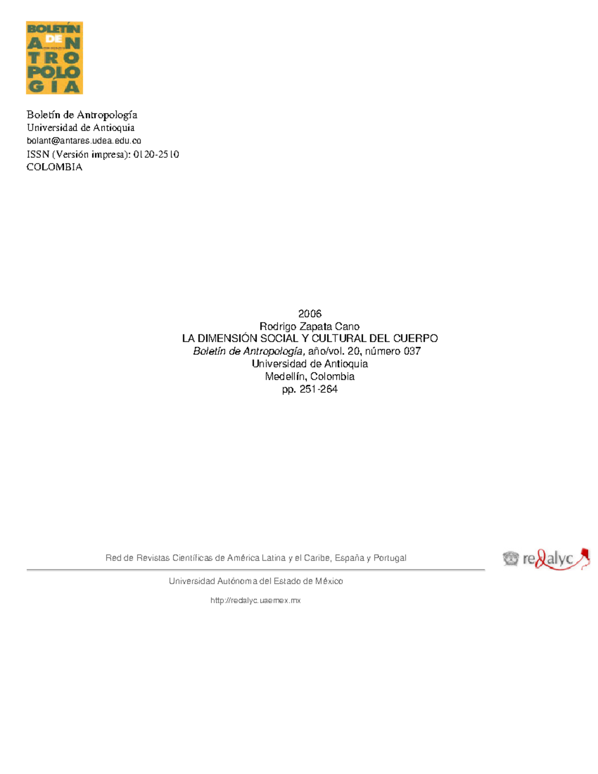 La dimension social y cultural del cuerpo - Boletín de Antropología ...