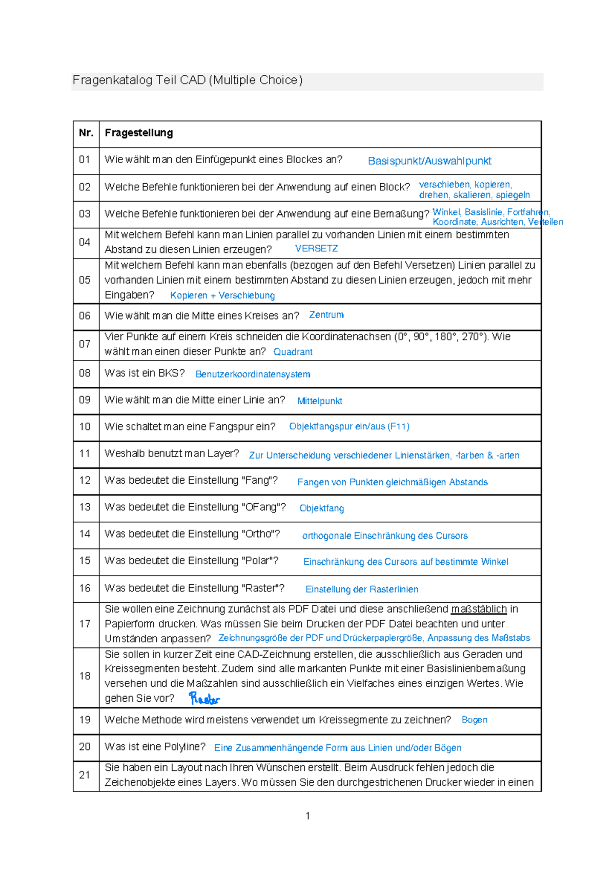 CAD-Fragenkatalog - 1 Fragenkatalog Teil CAD (Multiple Choice) Nr ...