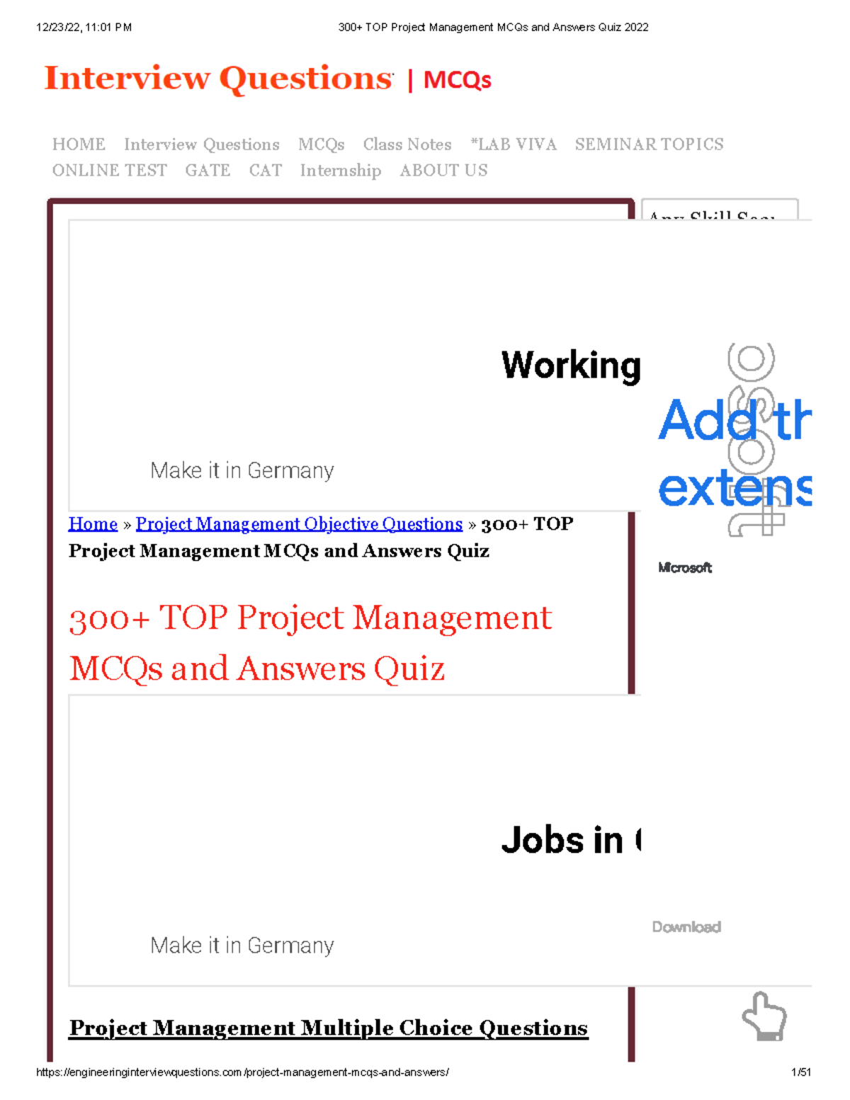 300+ TOP Project Management MCQs And Answers Quiz 2022 - A. Skills ...