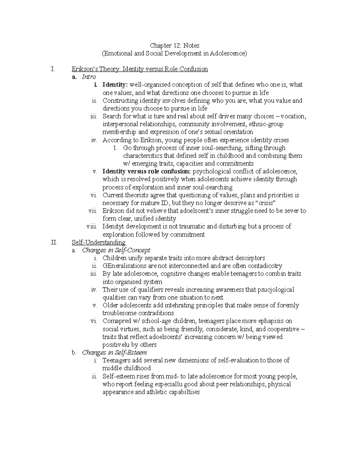 Chapter 12- Notes - Chapter 12: Notes (Emotional and Social Development ...