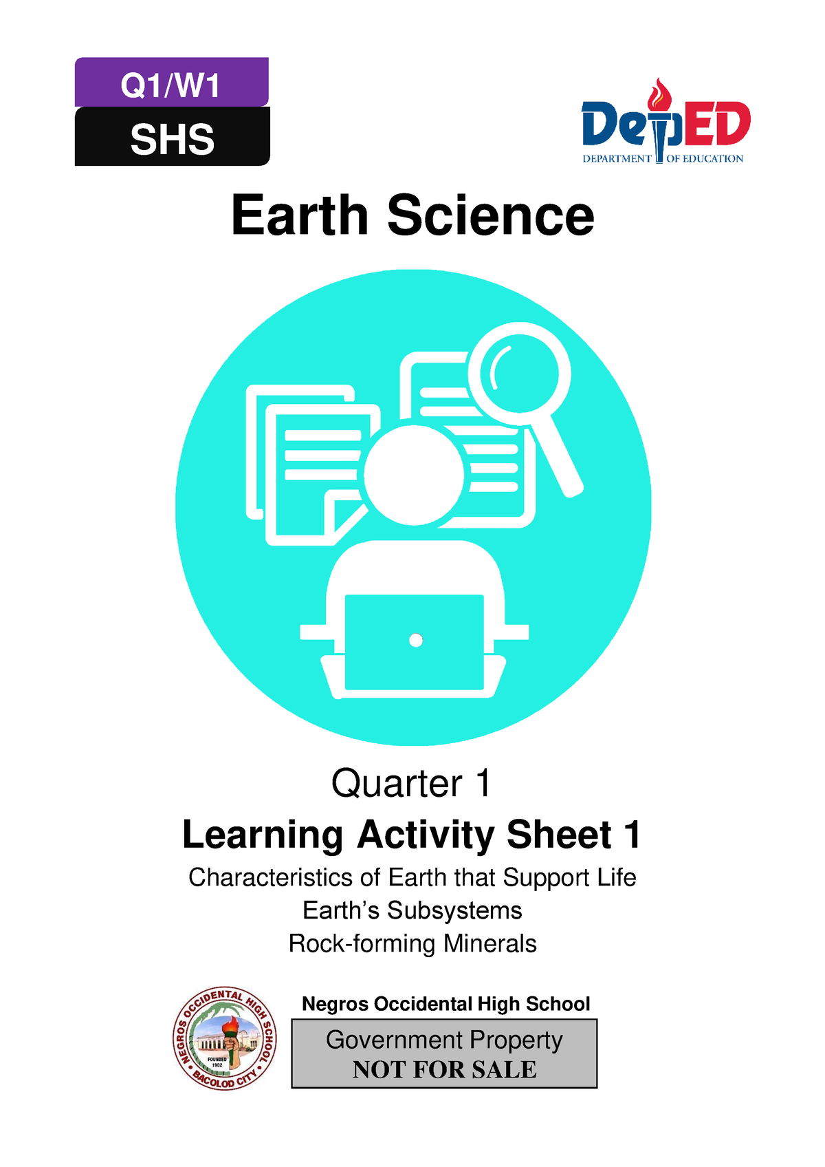 Earth-Science-Q1-Week1 FS-1 - Government Property NOT FOR SALE Earth ...