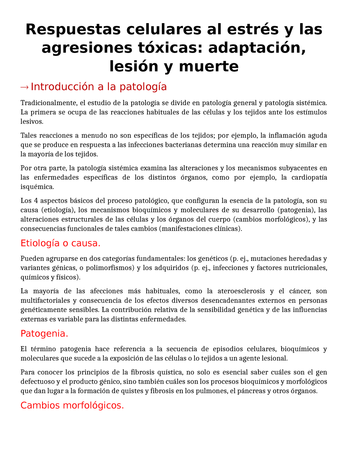 Respuestas Celulares Al Estrés Y Las Agresiones Tóxicas - Respuestas ...