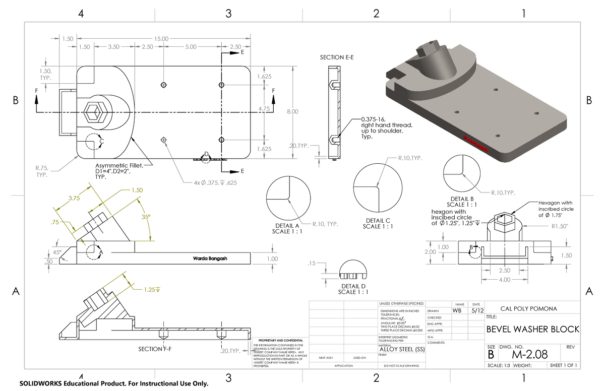 Bevel Washer Block - work - 2 2 1 DO NOT SCALE DRAWING M-2. SHEET 1 OF ...