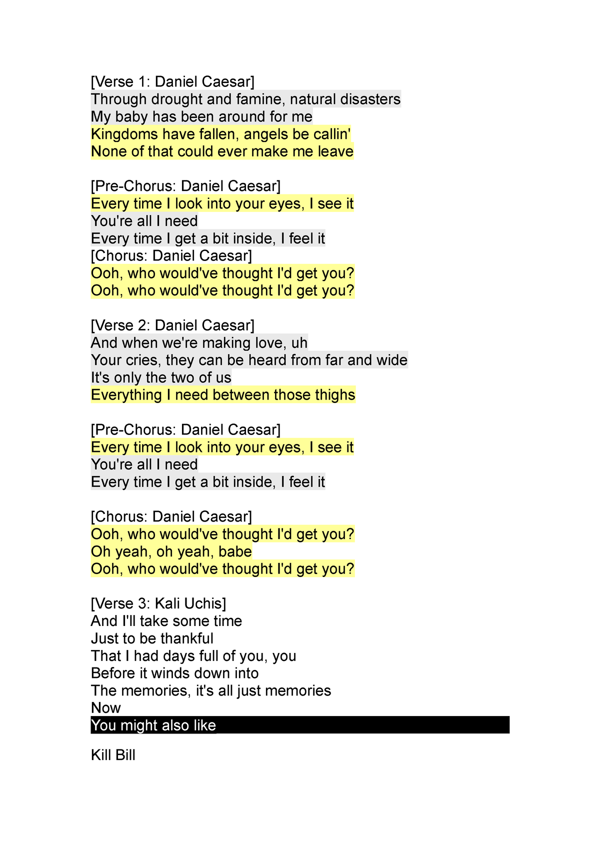 Get You in 2023  Just lyrics, Daniel caesar, Lyrics