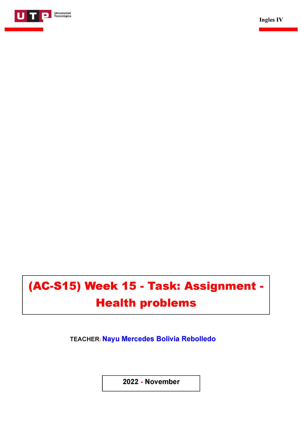 (ac s15) week 15 task assignment health problems studocu