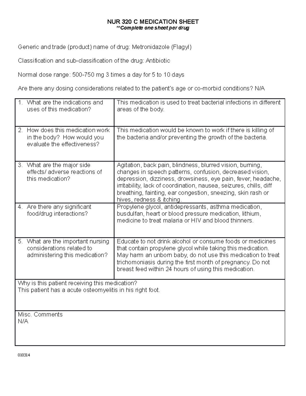 flagyl-med-sheet-nur-320-c-medication-sheet-complete-one-sheet-per