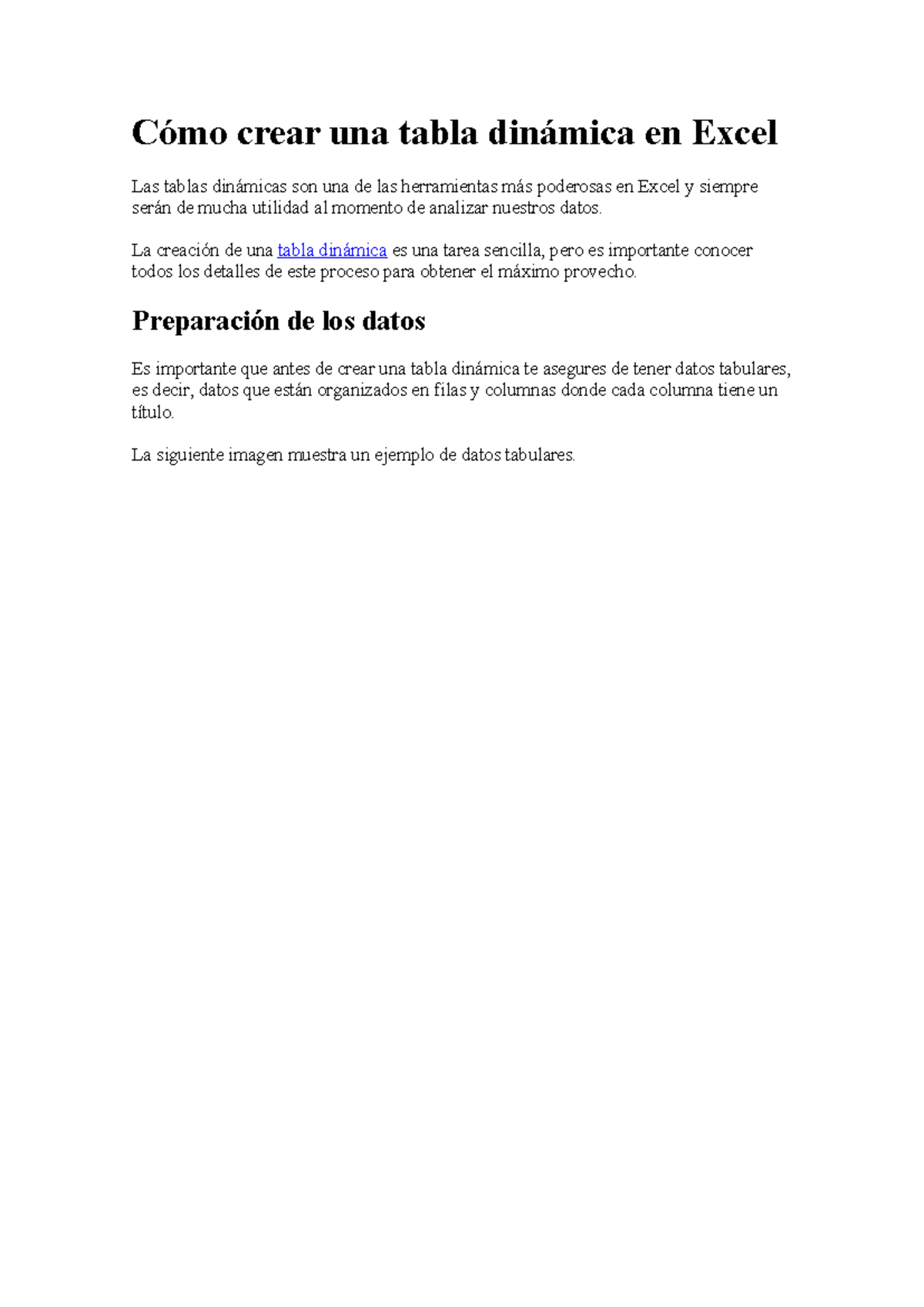 Crear tabla dinamica - Cómo crear una tabla dinámica en Excel Las ...