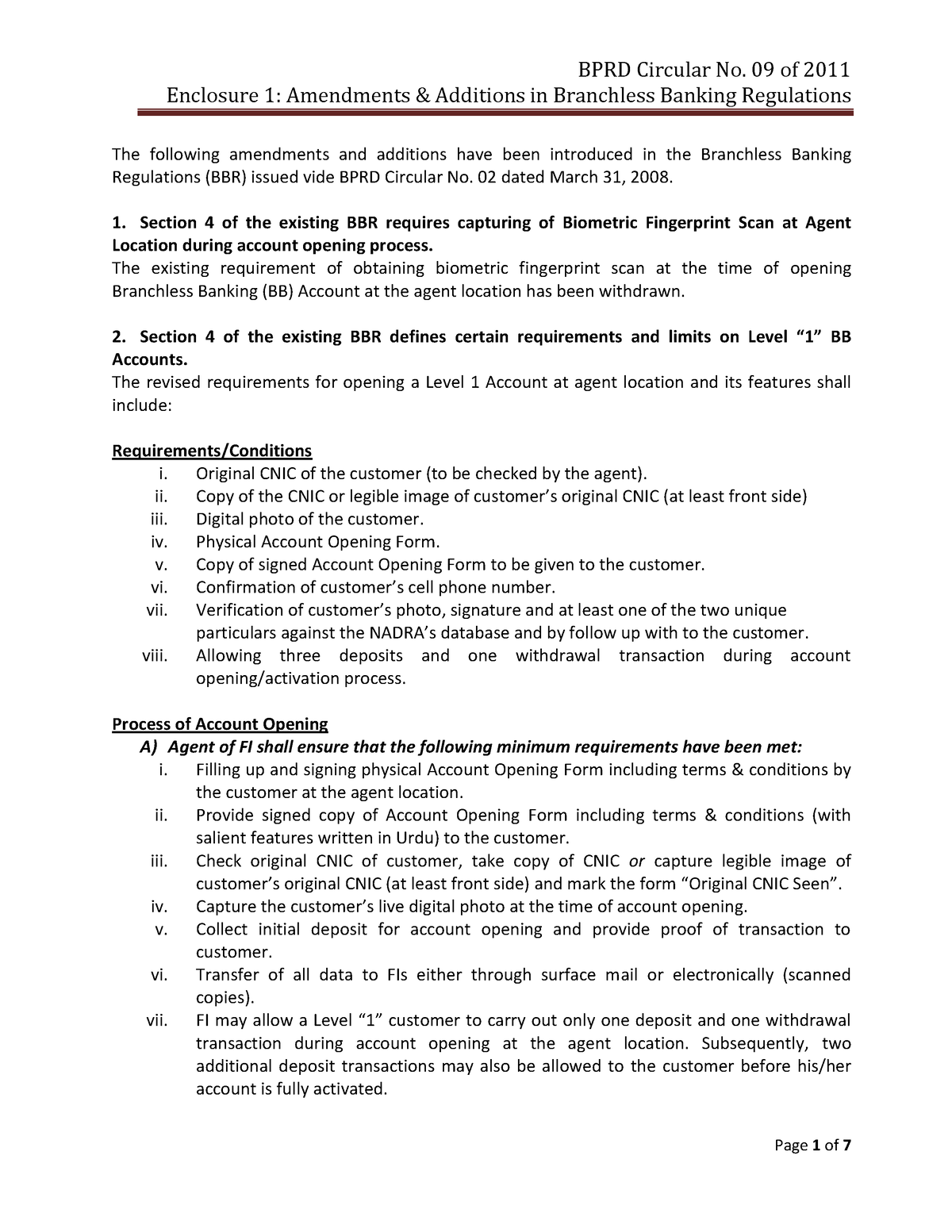 C9-Enclosure-1 - Banking - Enclosure 1: Amendments & Additions In ...