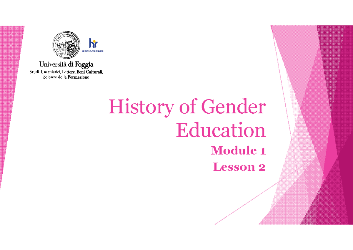 History of Gender Education Module 1- Lesson 2 - History of Gender ...