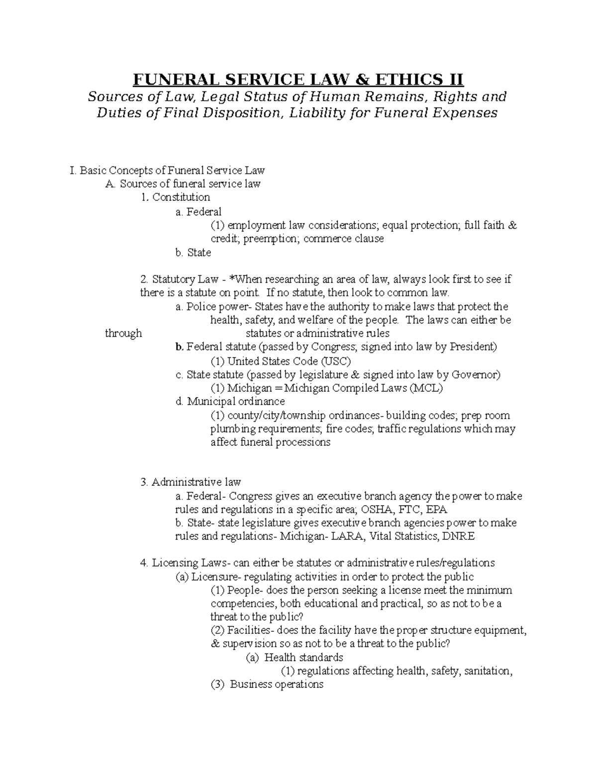 law-2-outlines-1-5-notes-funeral-service-law-ethics-ii-sources-of