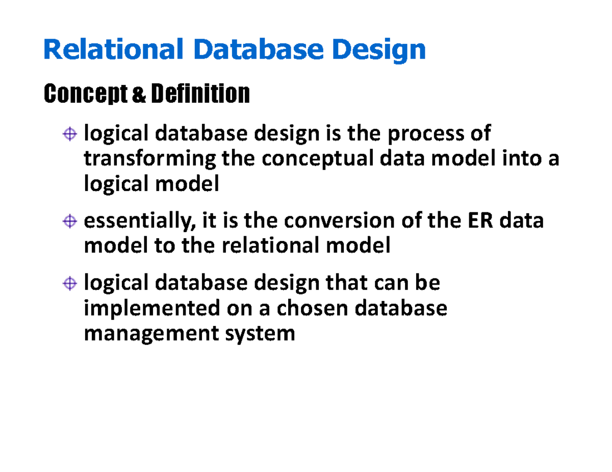 Topic.04 - ESSAY - Relational Database Design logical database design ...