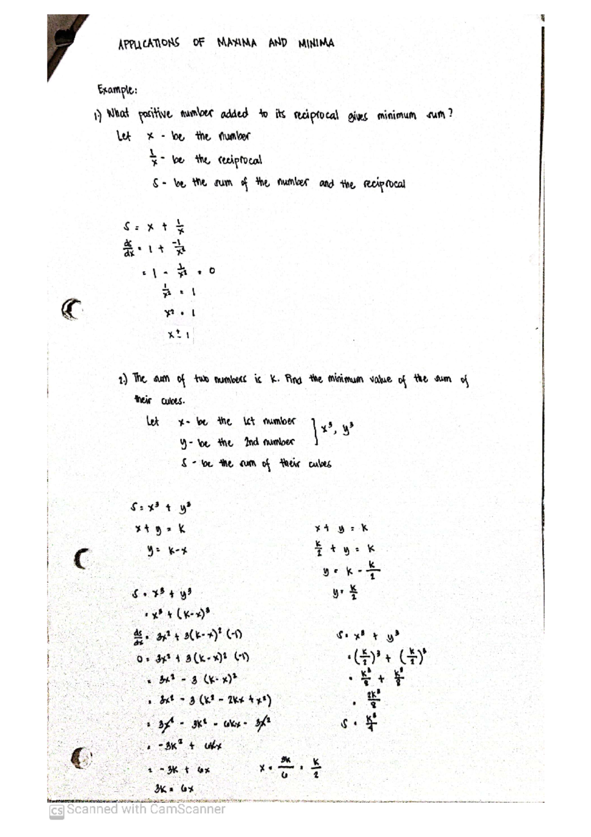 Application Of Maxima And Minima Calculus - Calculus 2 - Studocu