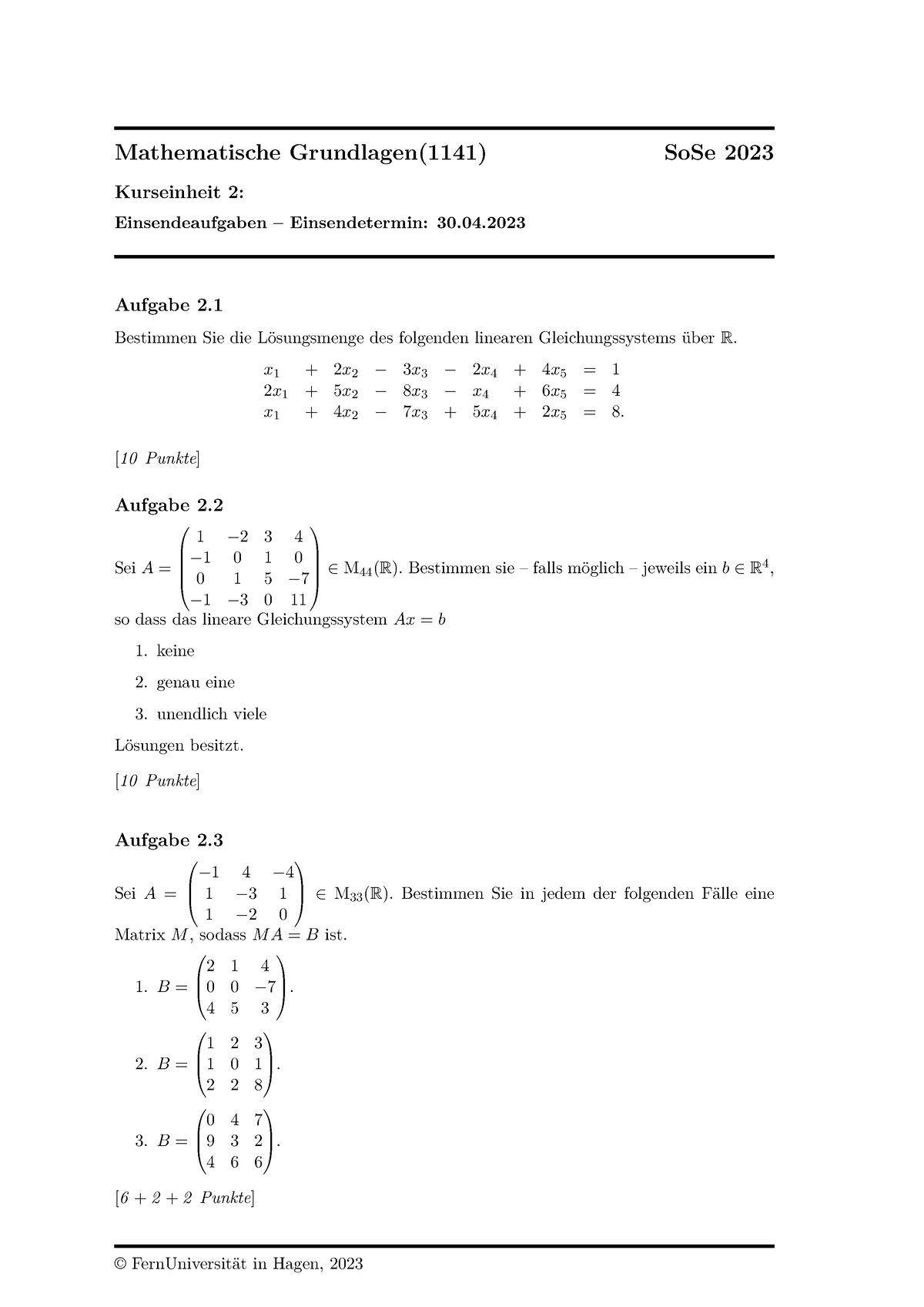 1141 20231 Ea2 - Sommersemester - Mathematische Grundlagen(1141) SoSe ...