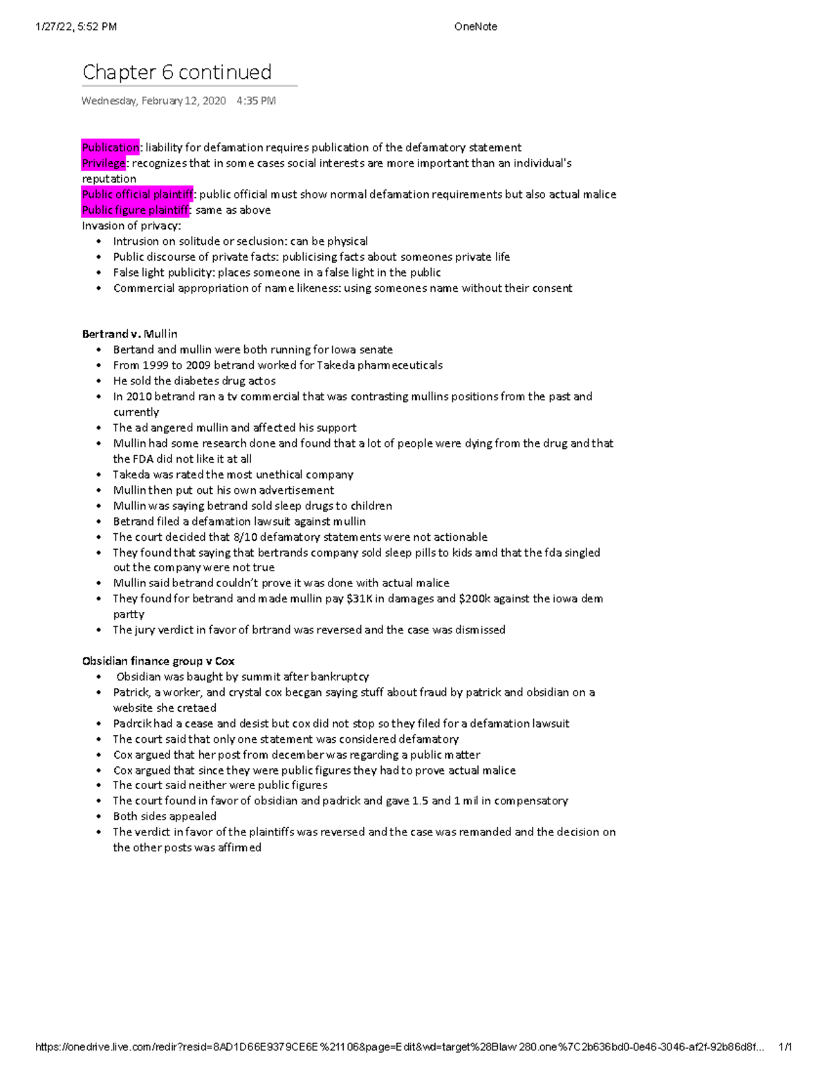 Chapter 6 Pt 3 Intentional Torts Pt 3 1 27 22 5 52 Pm Onenote Studocu Chapter 6 Pt 3 Intentional Torts Pt 3 1 27 22 5 52 Pm Onenote Studocu