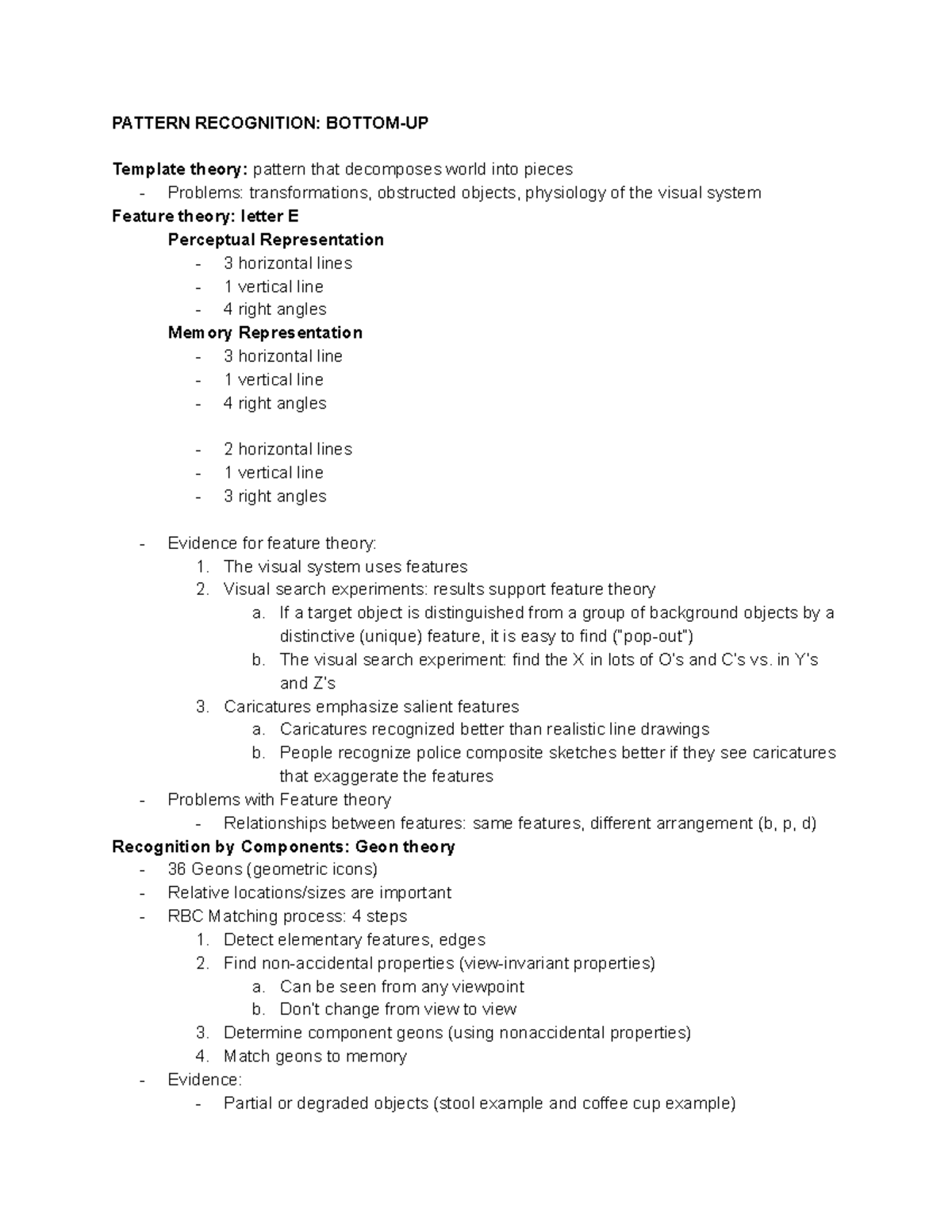 Psych 240 Lecture 6 - PATTERN RECOGNITION: BOTTOM-UP Template theory ...