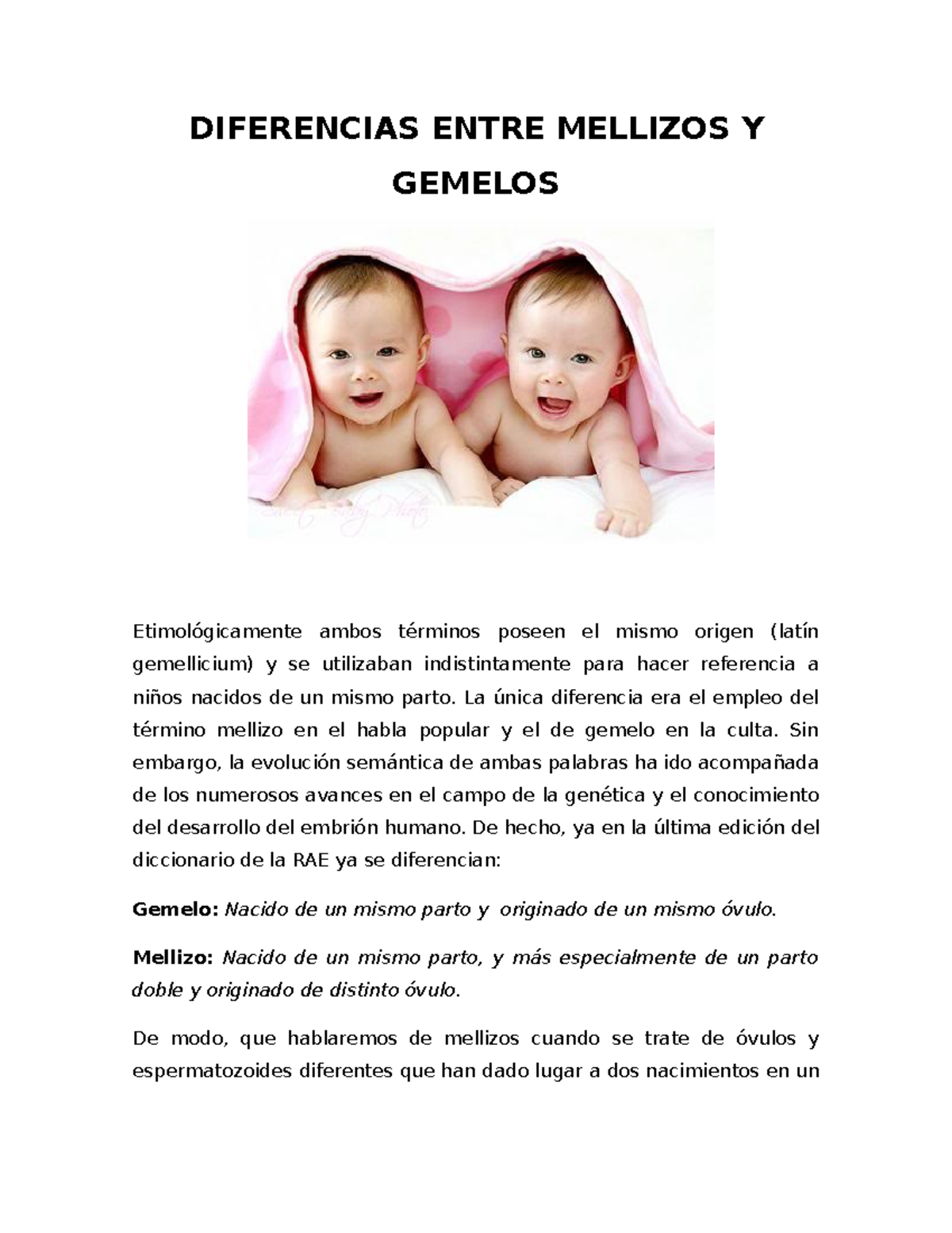 Diferencias Entre Mellizos Y Gemelos - DIFERENCIAS ENTRE MELLIZOS Y ...