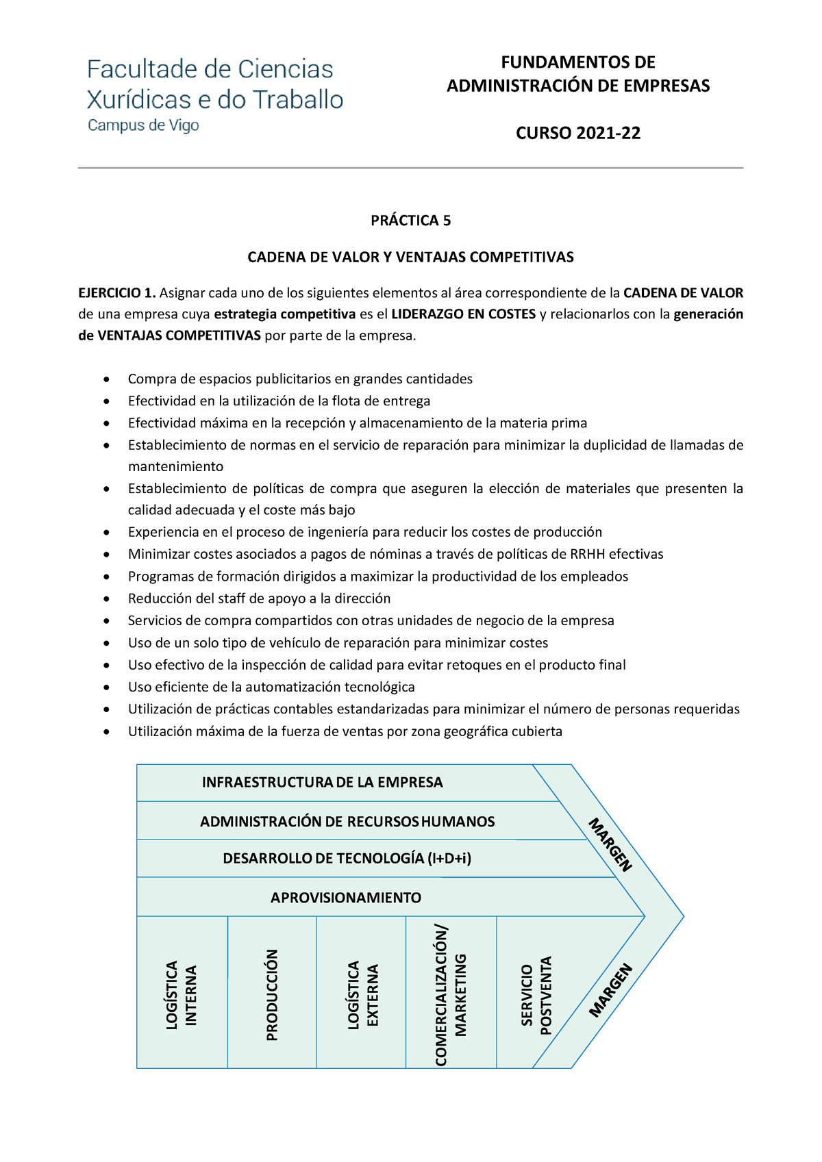 Practica 5 Cadena DE Valor Y VC - FUNDAMENTOS DE ADMINISTRACI”N DE ...