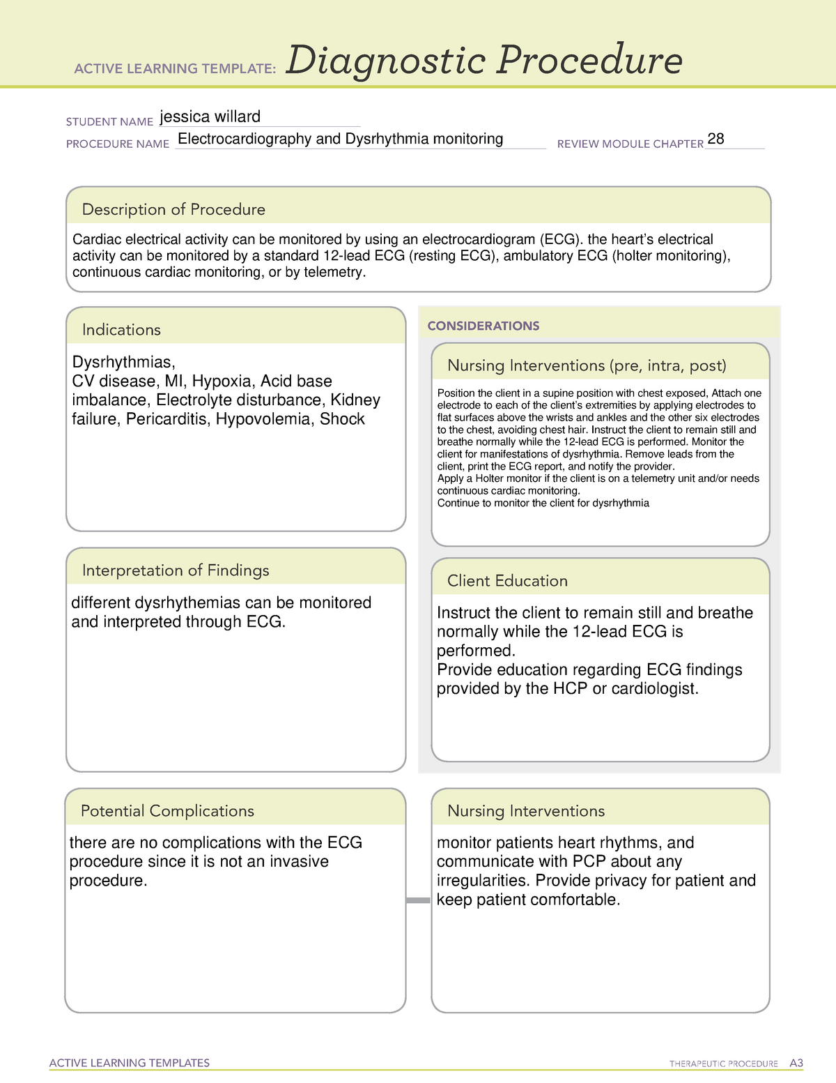 ECG ati learning templete ACTIVE LEARNING TEMPLATES THERAPEUTIC