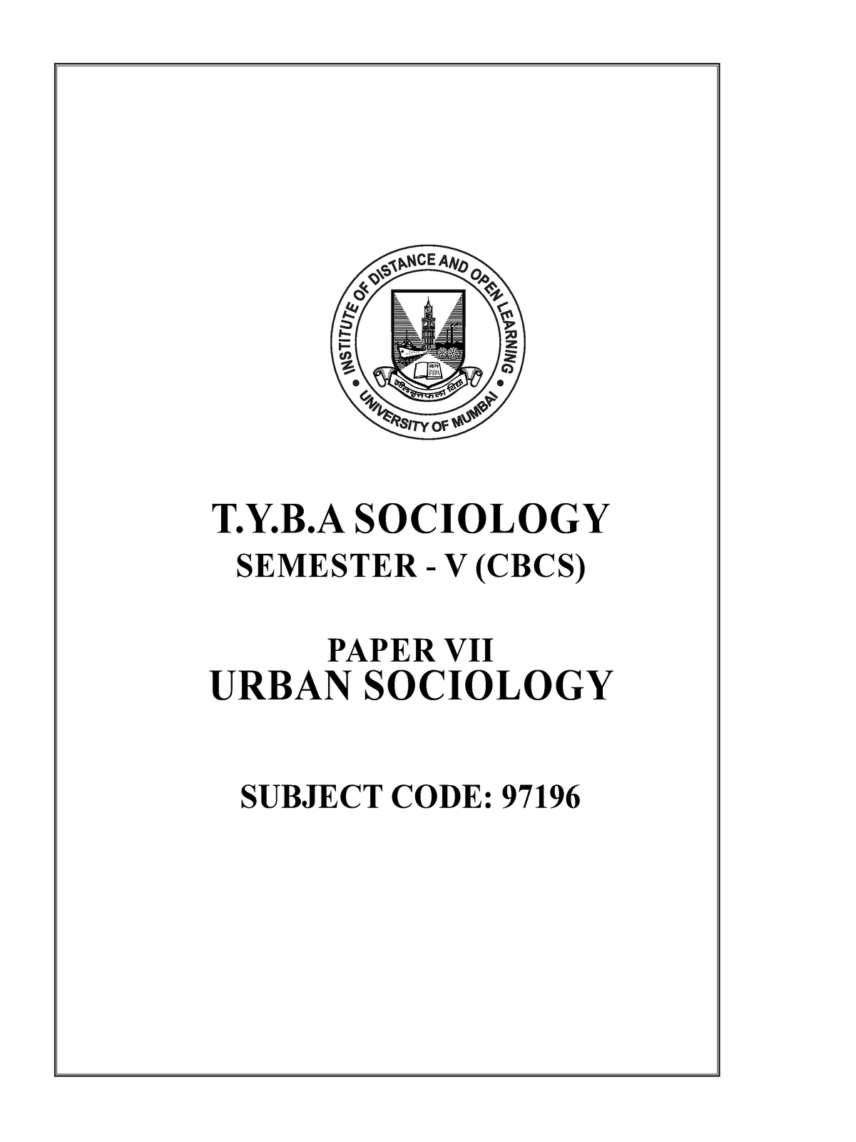 Urban-Sociology ONLY Concepts - T.Y.B SOCIOLOGY SEMESTER - V (CBCS ...