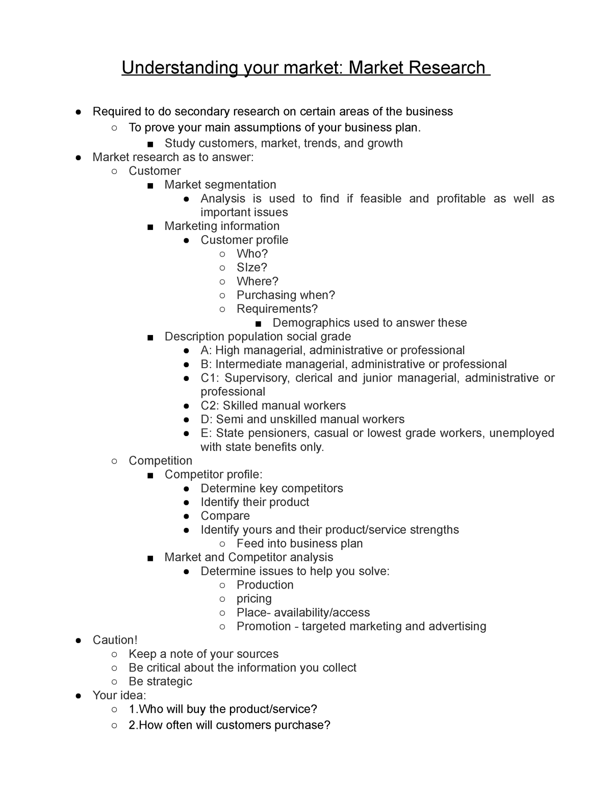 Lecture 3 Understanding your market Market Research - Understanding ...