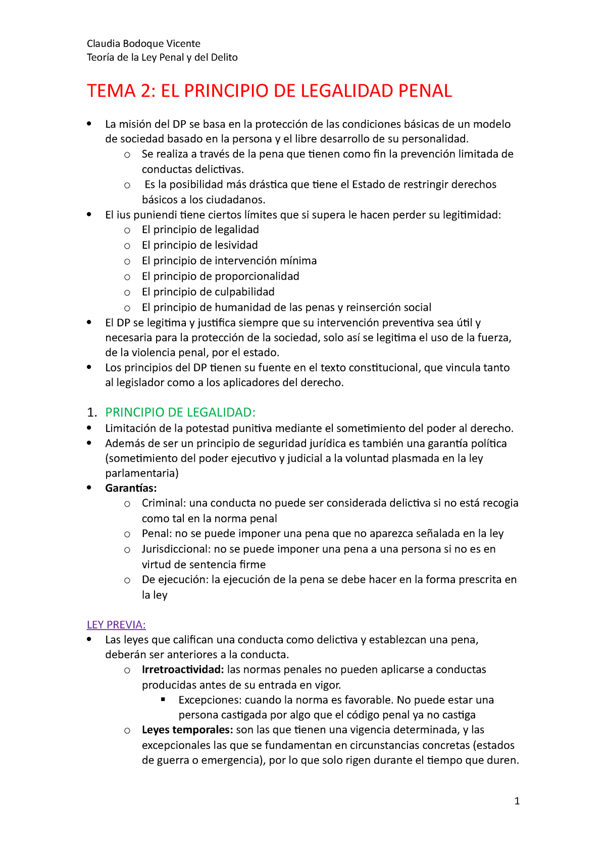 El Principio De Legalidad Penal Claudia Bodoque Vicente Teoría De La Ley Penal Y Del Delito 3299